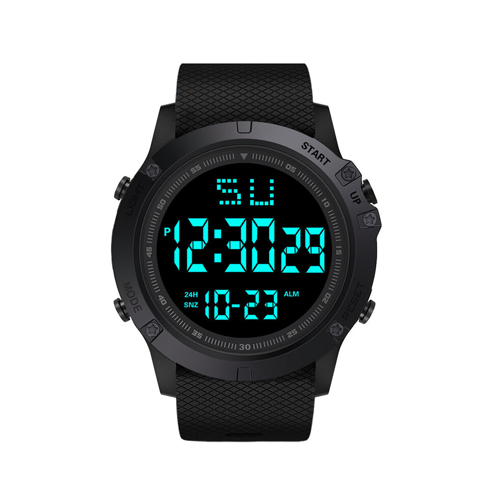 (4-Noir) Montres de sport LED pour hommes, horloge numérique multifonctionnelle en caoutchouc pour hommes,