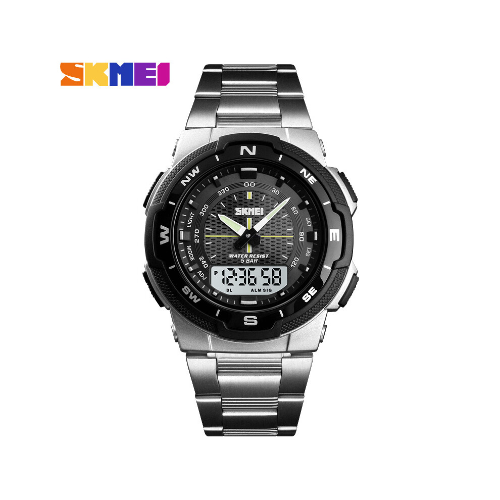 (argent) SKMEI Hommes Montre Mode Quartz Montres De Sport Bracelet En Acier Inoxydable Hommes Montres