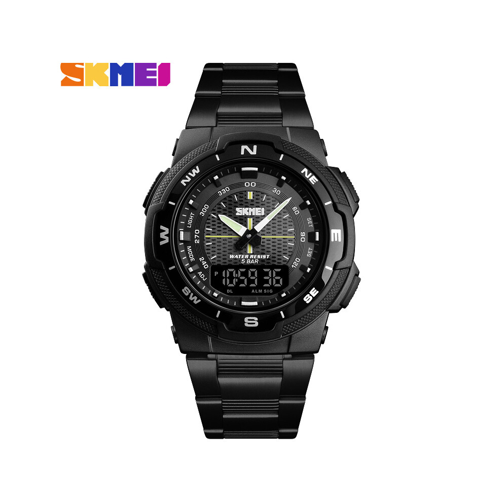 (noir) SKMEI Hommes Montre Mode Quartz Montres De Sport Bracelet En Acier Inoxydable Hommes Montres