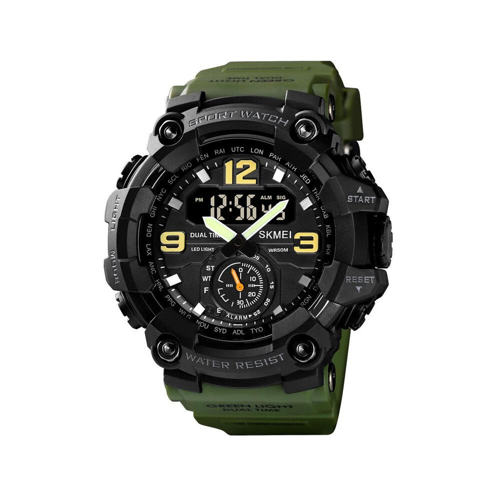 Montre militaire vintage pour homme (vert armée), étanche jusqu'à 50 m, SKMEI, marque haut de gamme,