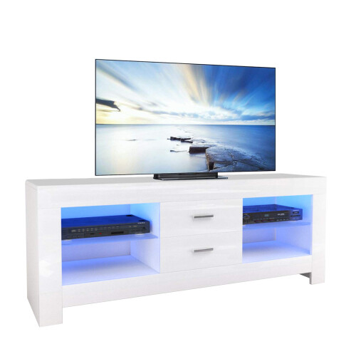 Dripex 130cm LED TV Unit with Drawer and Shelves
