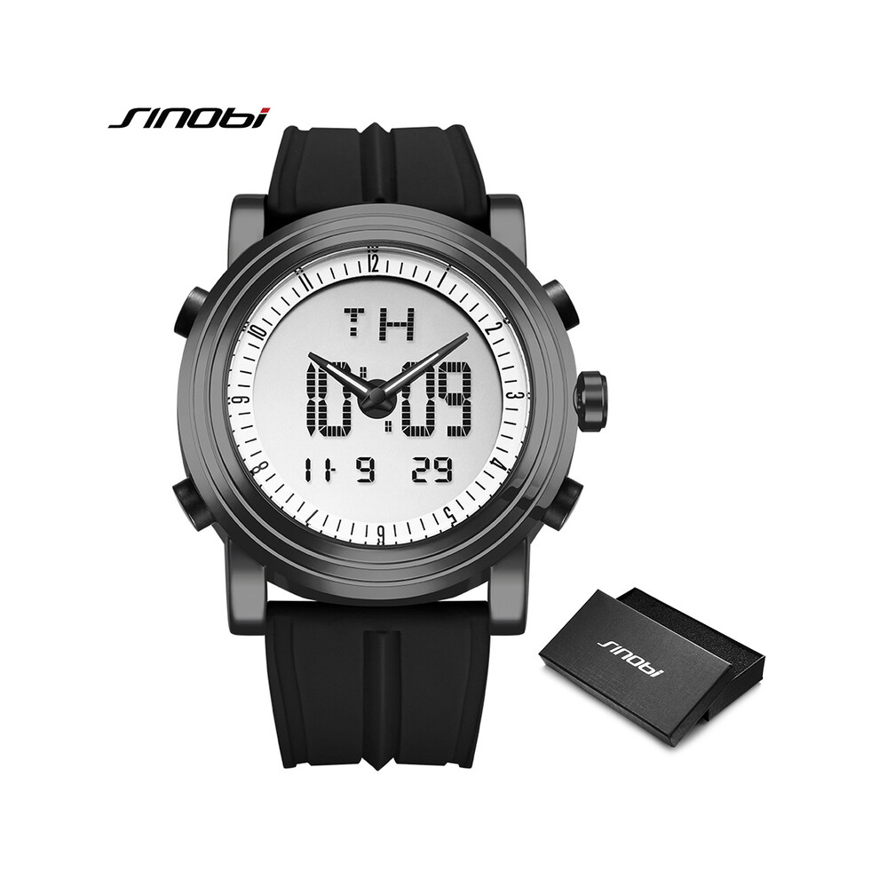 (Noir) SINOBI Montres de sport pour hommes Bracelet en silicone Marque Montre numérique Hommes 2016