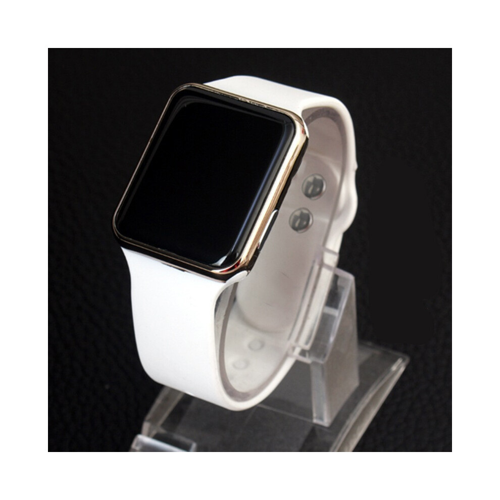 Montres-bracelets pour femmes (blanc-or rose) Montre-bracelet de sport numérique LED décontractée en