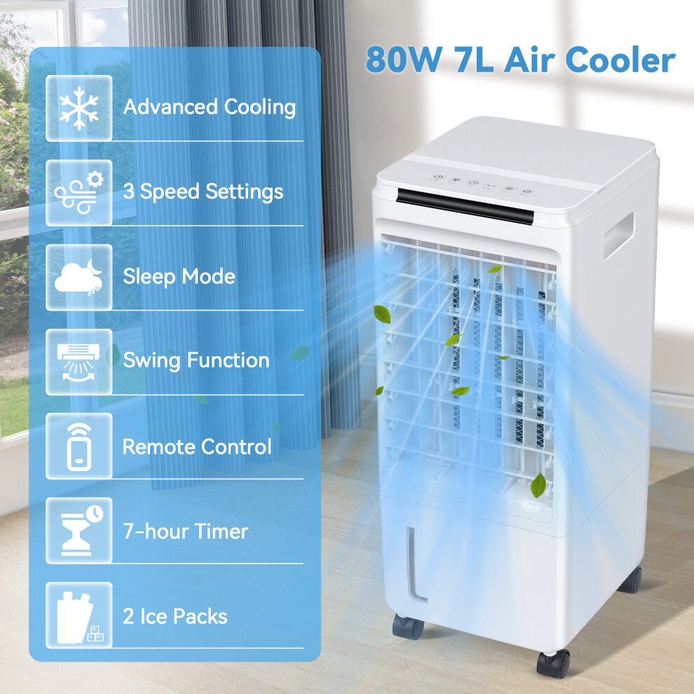 3 In 1 Air Cooling Fan 7L Portable Electric Evaporative Cooler Remote