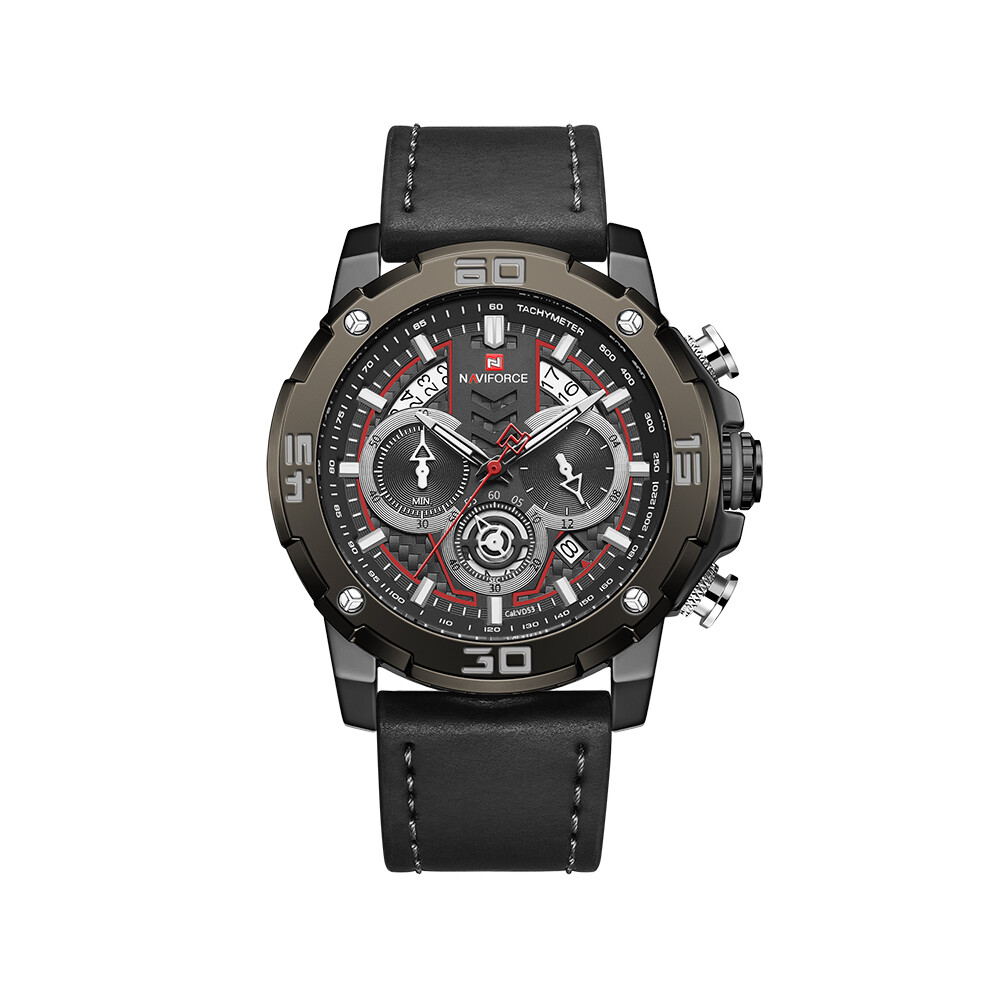 Montres pour hommes (cuir noir noir) Montre à quartz lumineuse de luxe pour hommes de marque supérieure