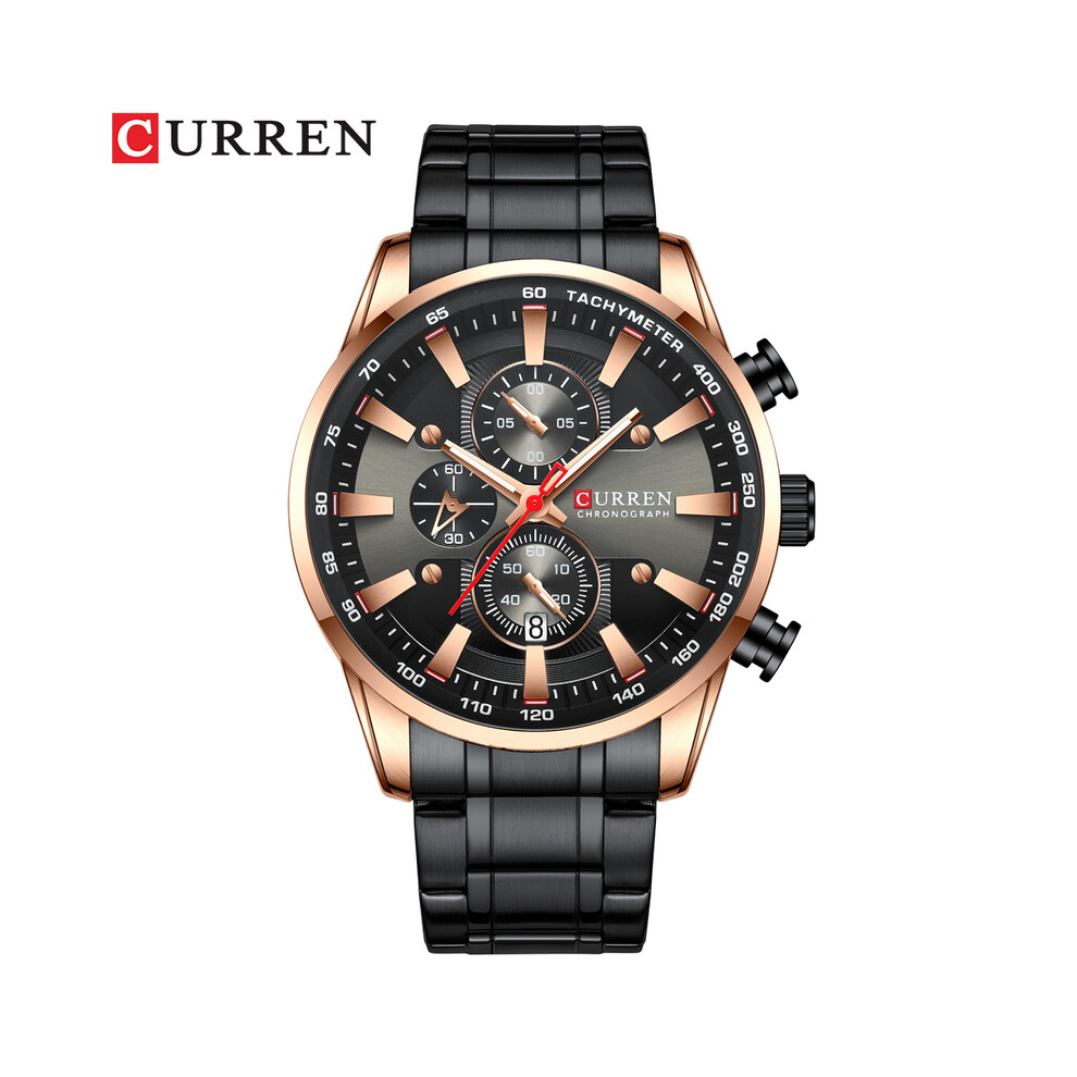 (rose noire) Montres homme Montres-bracelets chronographes sportives de luxe pour hommes Horloge à quartz