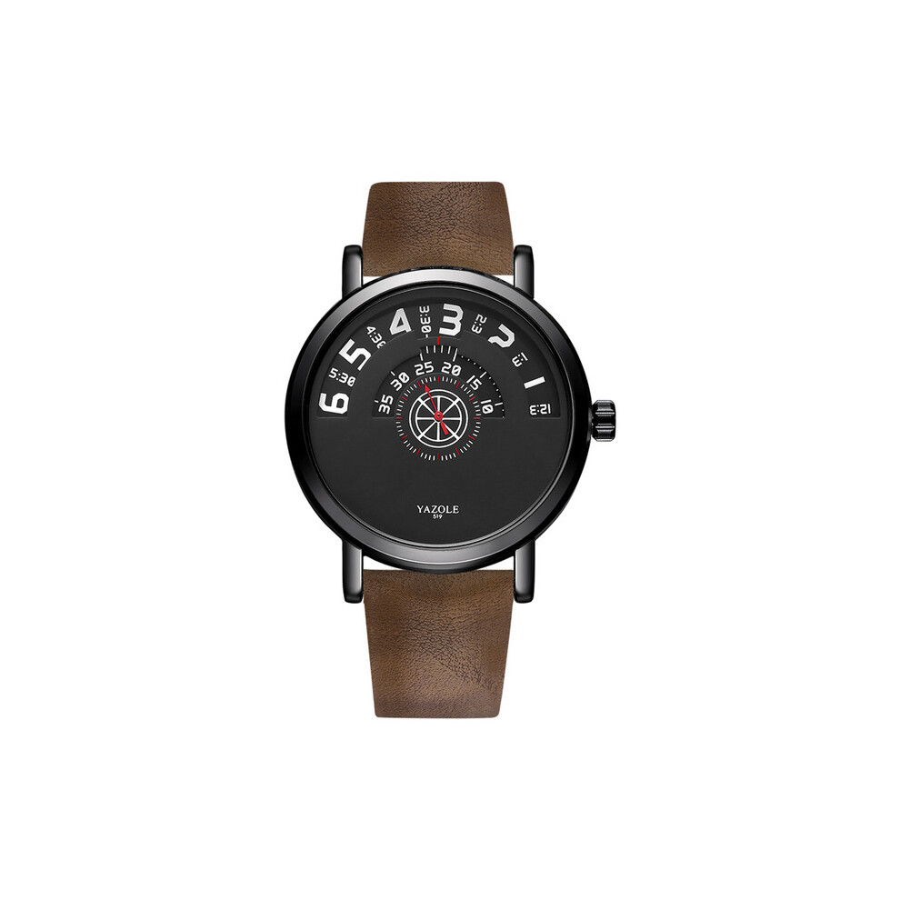 Montre-bracelet à quartz pour homme (519-marron) CQ57, bracelet en cuir, style sport, décontracté, étanche,