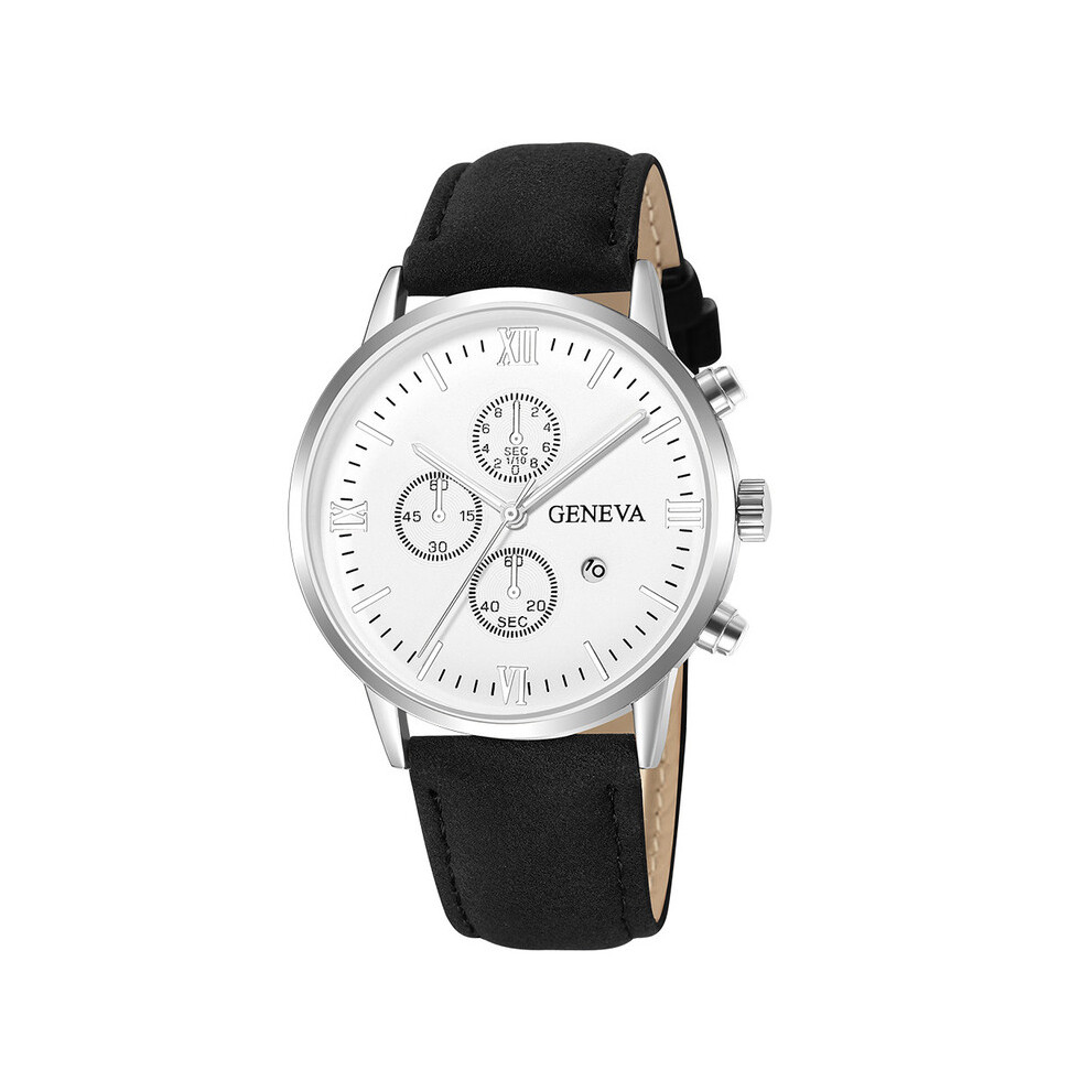 (6152479) Montres de sport décontractées pour hommes 2022 Genève, bracelet en cuir, calendrier, montre