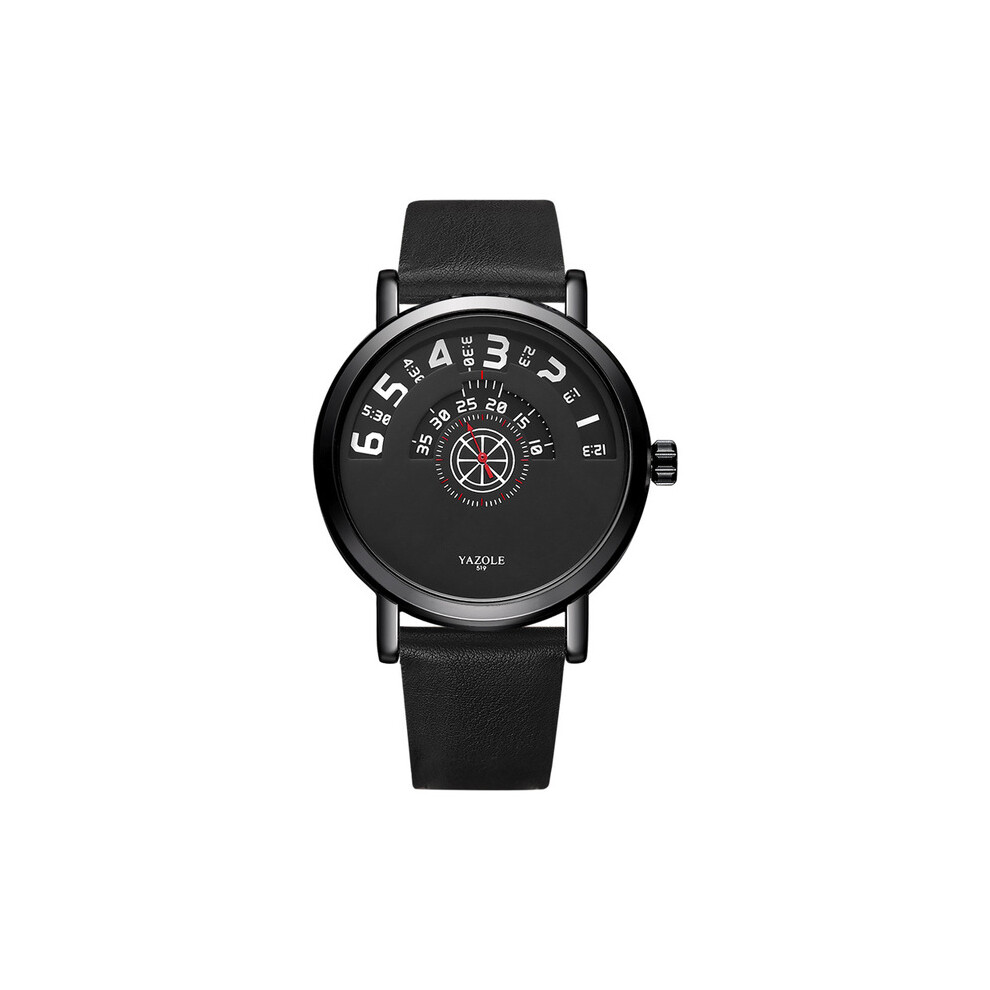 Montre-bracelet à quartz pour homme (519-noir) CQ57, bracelet en cuir, style sport, décontracté, étanche,