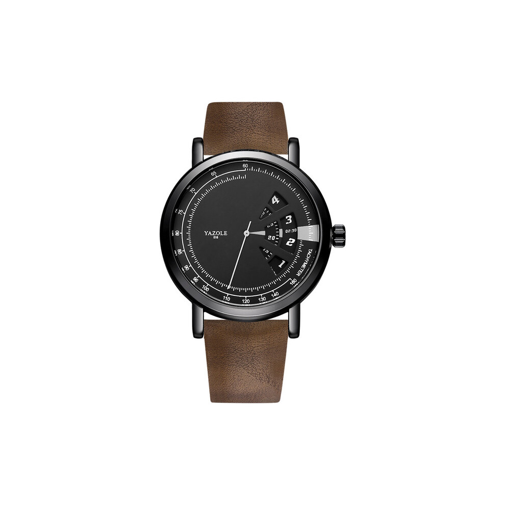 Montre-bracelet à quartz pour homme (518-marron) CQ57, bracelet en cuir, style sport, décontracté, étanche,