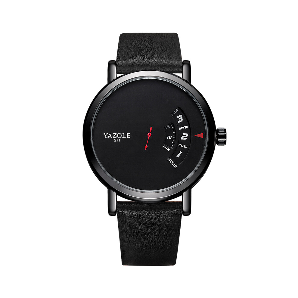Montre-bracelet à quartz pour homme (511-noir) CQ57, bracelet en cuir, style sport, décontracté, étanche,