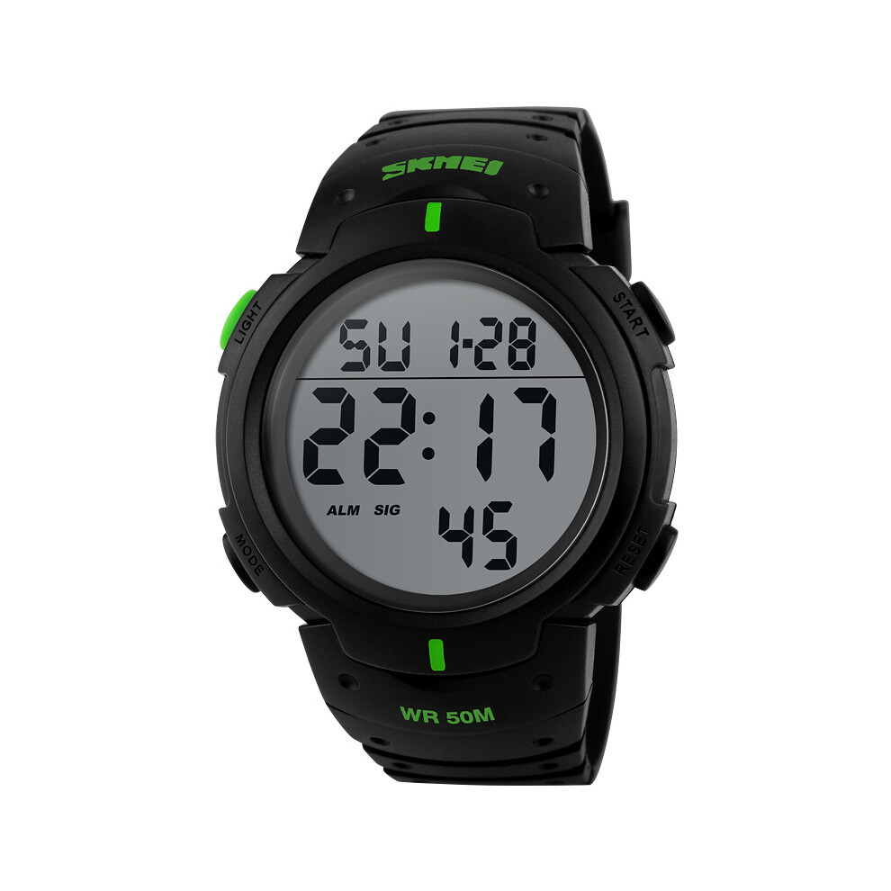 (Vert) SKMEI Montre numérique Montre de sport en plein air Hommes Montres-bracelets Calendrier 5 Bar