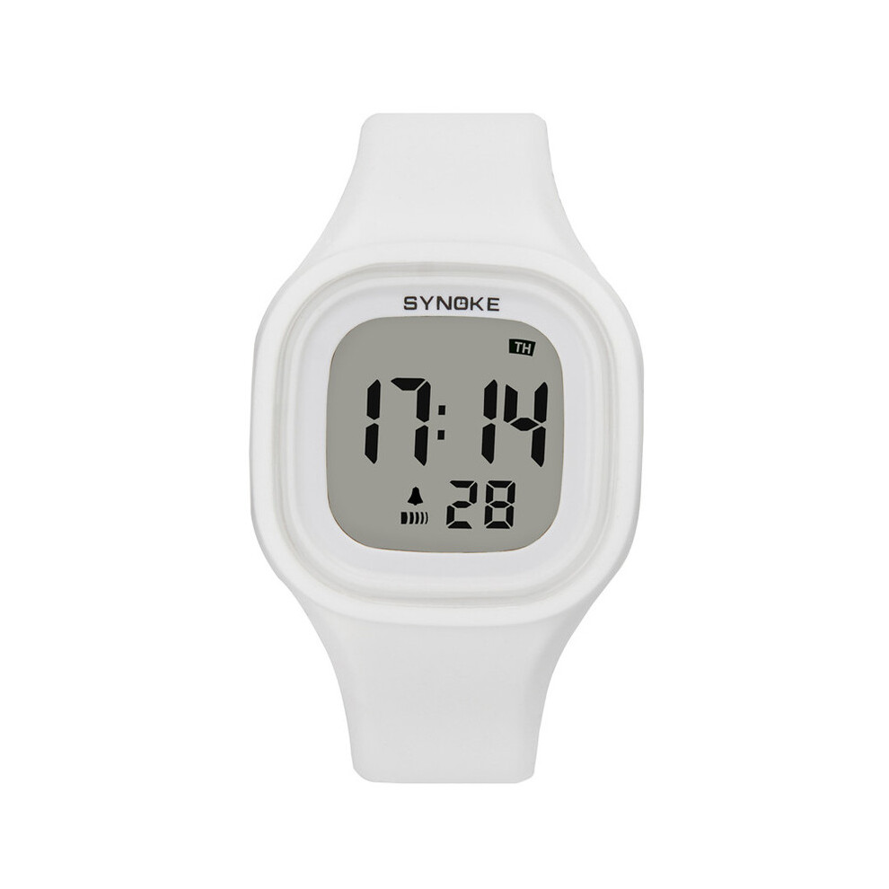 (Blanc) SYNOKE Montres-bracelets numériques pour hommes, sport, réveil LED, étanche à 50 m, minuterie