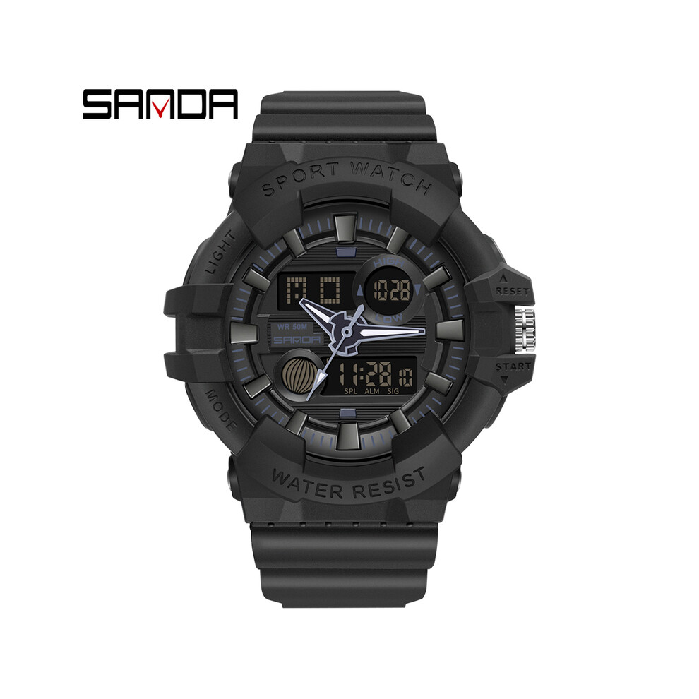 (3037 Ms Black) SANDA Montres de sport blanches pour hommes, montre à quartz militaire de luxe de marque