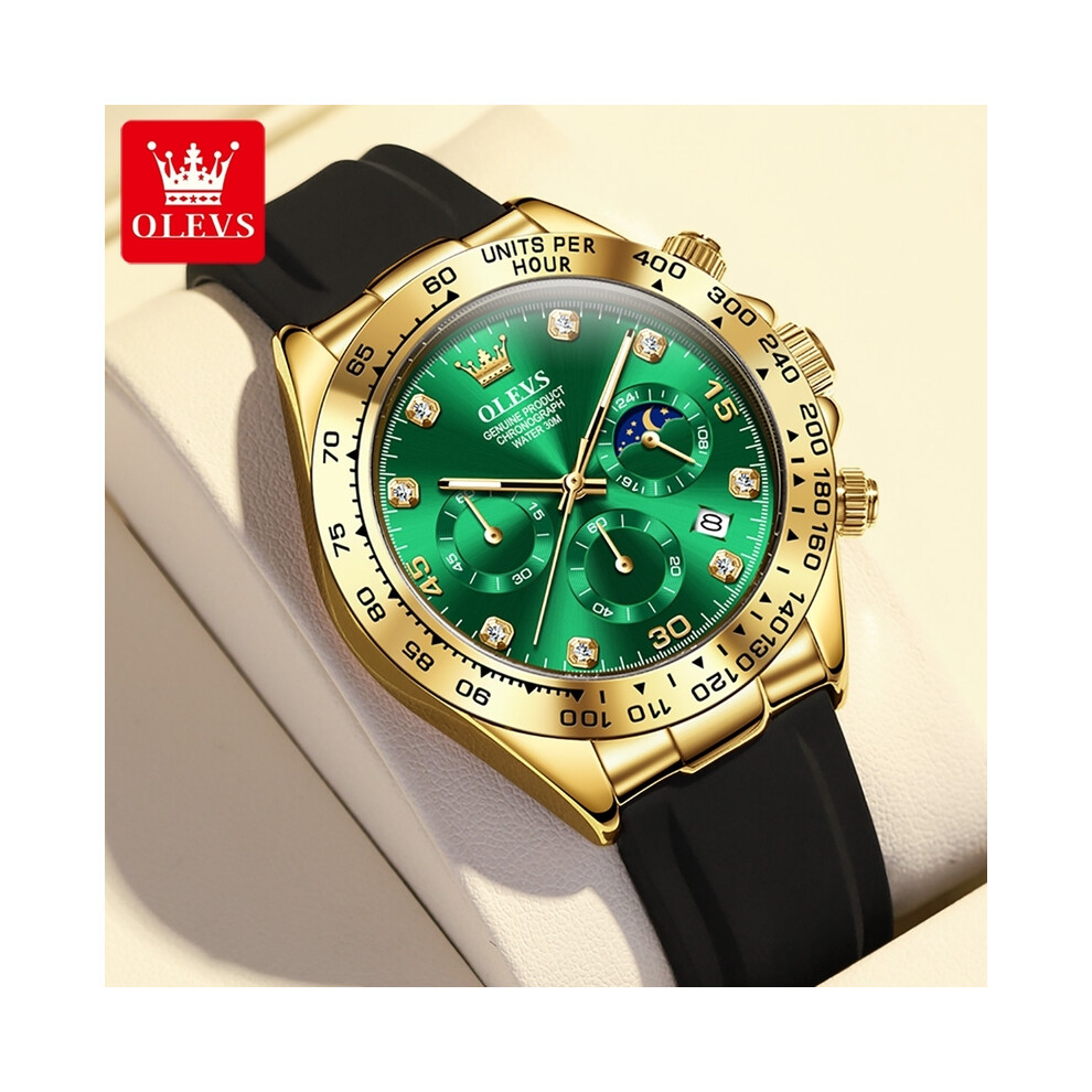 Montre OLEVS originale pour homme, chronographe, calendrier, analogique, bracelet en silicone (cadran