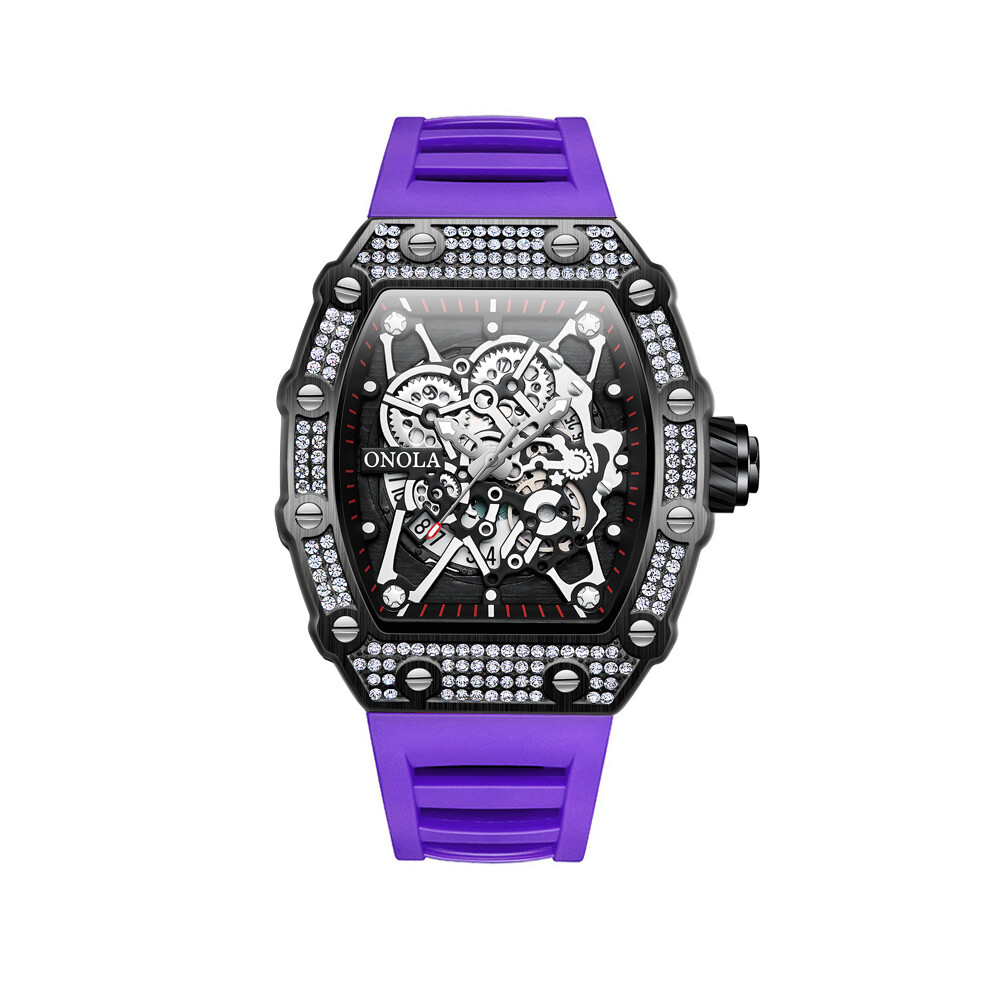 (ON3827D noir violet) 2022 Nouvelle montre homme ONOLA Mode Luxe Diamant Incrusté Design Quartz Étanche