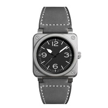 (Grijs Zilver Zwart)Luxe Herenhorloges BR Merk Leren Quartz Horloge Mode Sport Heren Vierkant Polshorloge