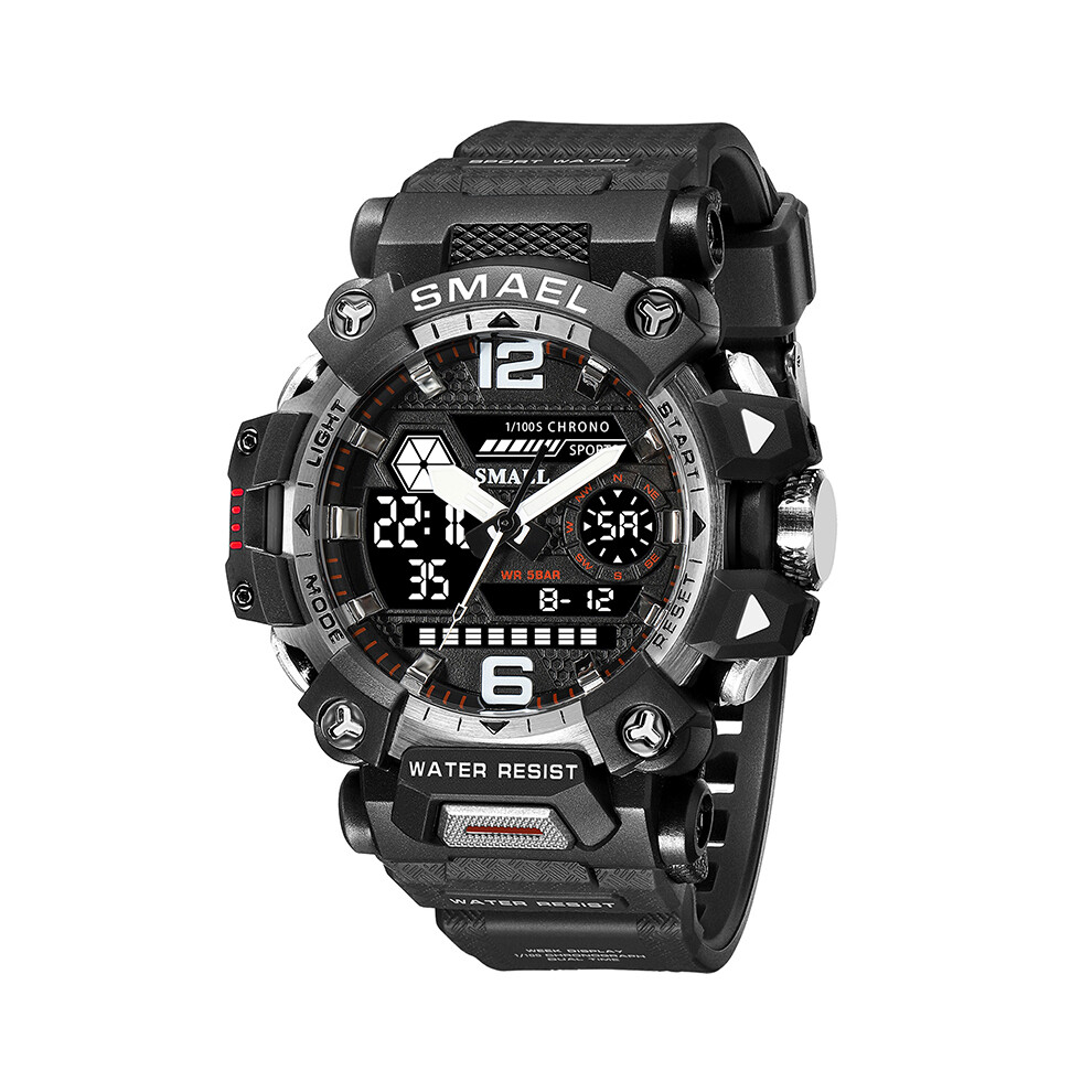 (BLACKWHITE) SMAEL Montres Homme 50m Étanche Montre de Sport Militaire Homme Montre de Sport Numérique