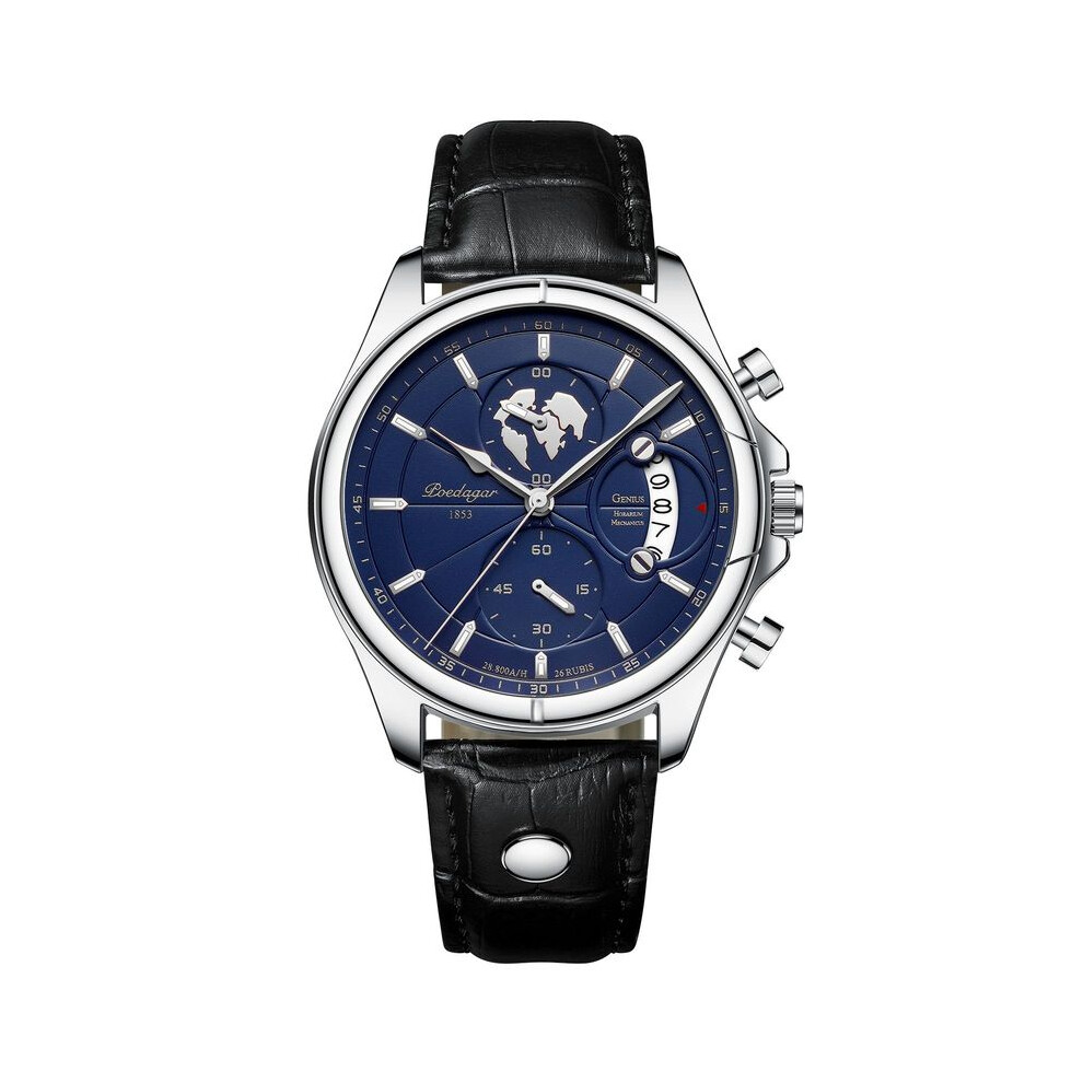 Montre de sport décontractée de luxe (bleu argenté), marque de luxe, chronographe créatif, bracelet