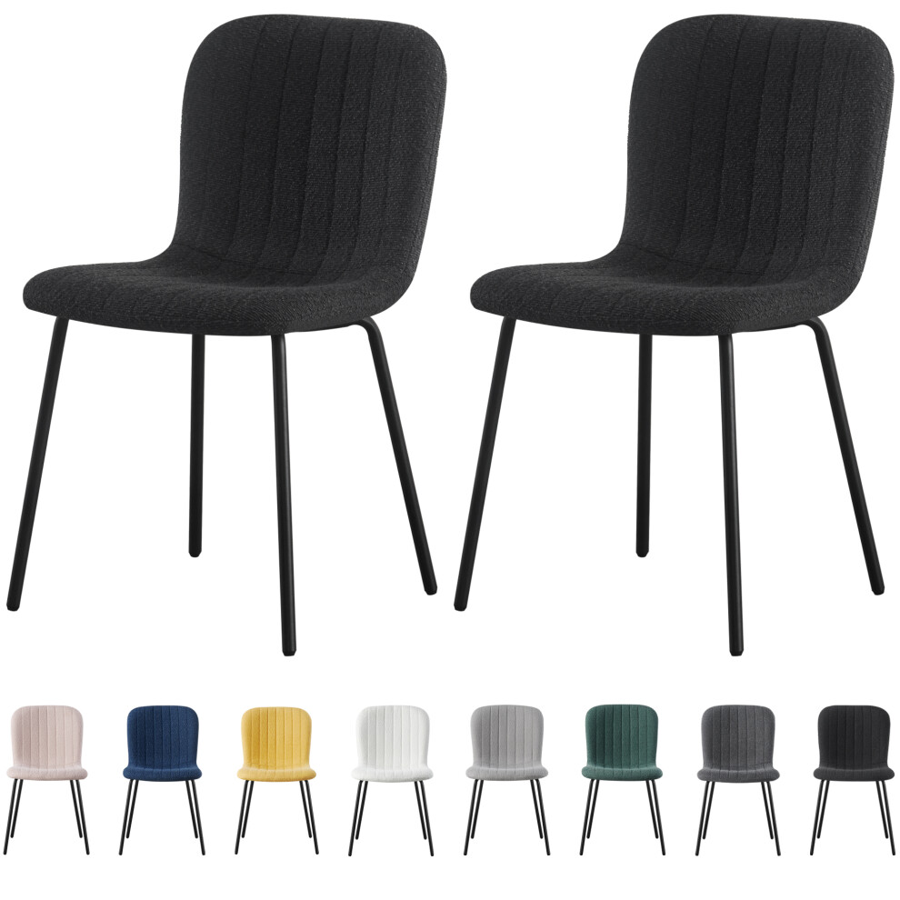 Mcc (Set Of 2, Black) 2/4/6Pcs Fabric Dining Chair With Metal Legs Bella
