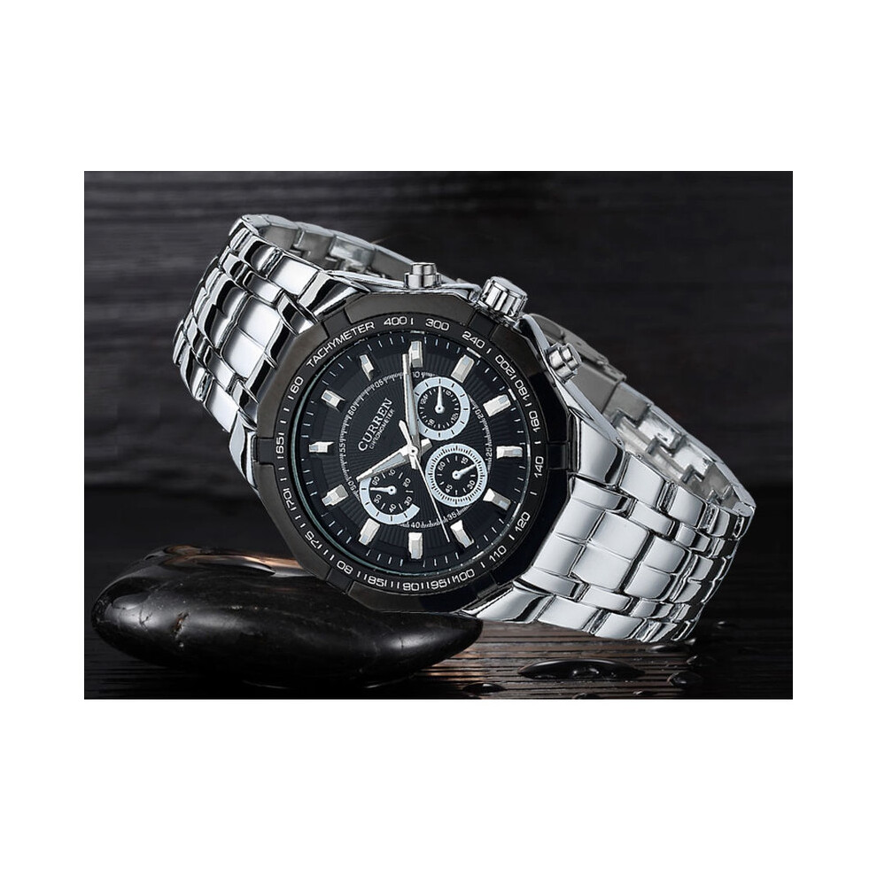 Montres de luxe pour hommes (noires), montres militaires de marque supérieure, entièrement en acier,