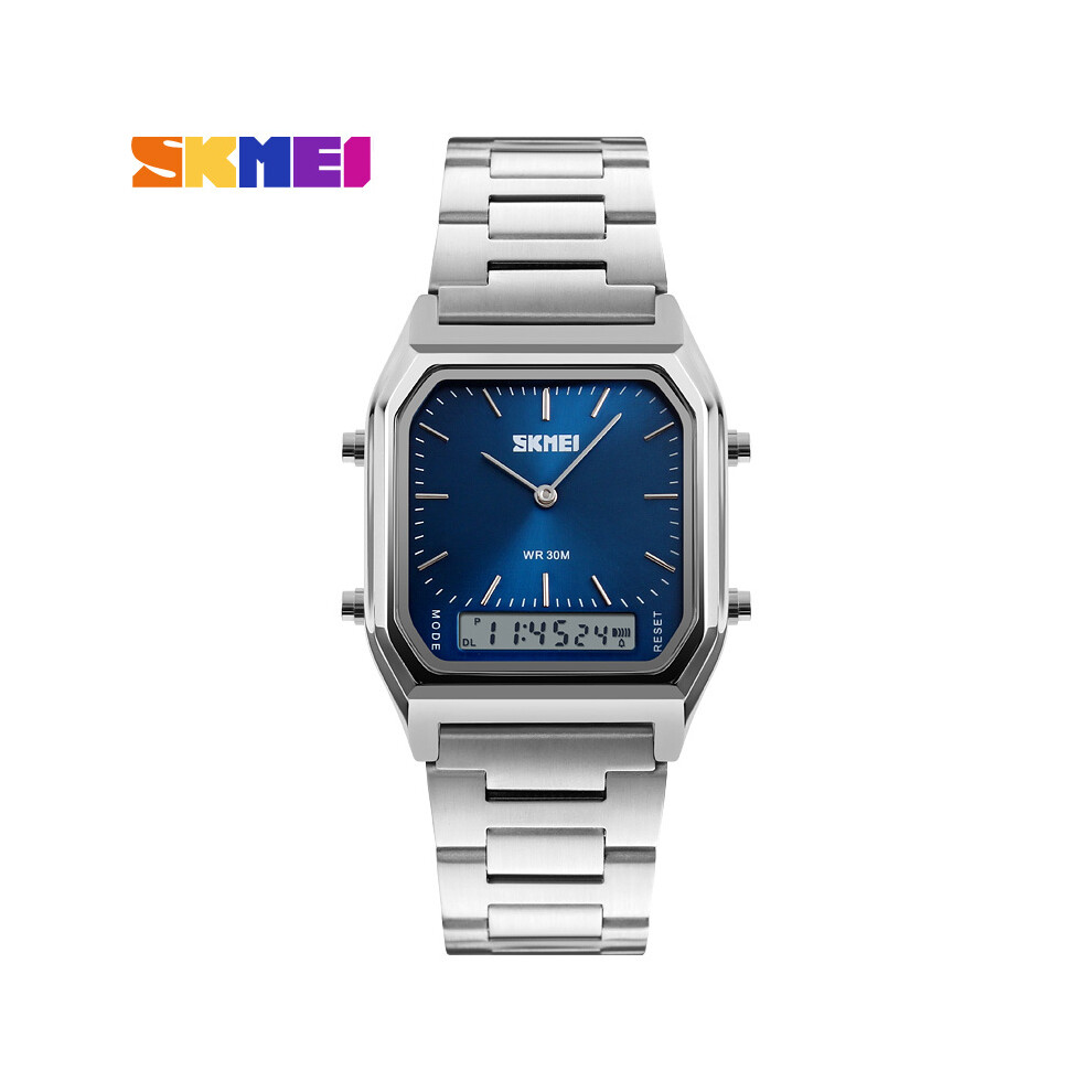 (Bleu argenté) SKMEI Montres-bracelets à quartz décontractées pour hommes Montres de sport numériques