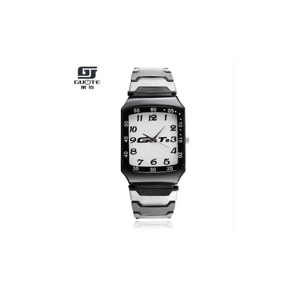 (1) Nouvelle montre à quartz rectangulaire pour hommes, marque de luxe à la mode, bracelet en acier