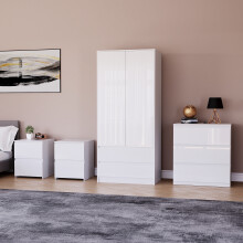 (White) Glinton 4pc Bedroom Furniture Set High Gloss (1)