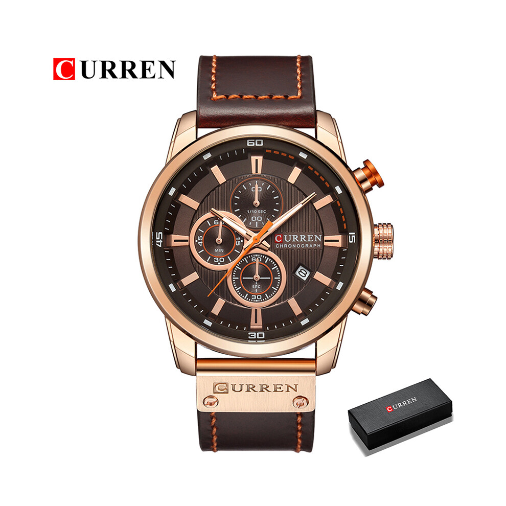 (RG B Box) Montre de marque pour hommes, montres de sport en cuir, montre-bracelet à quartz militaire