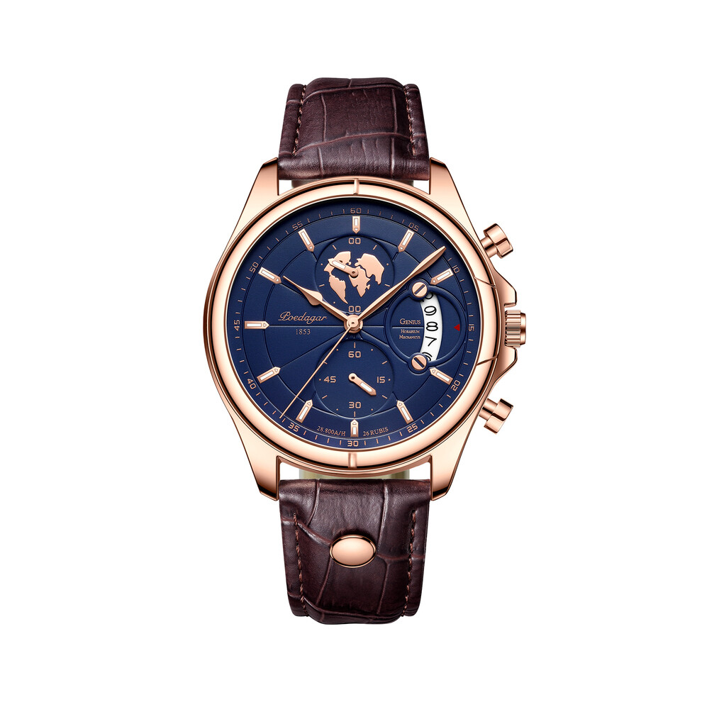 Montre de sport décontractée de luxe (or rose bleu) de marque supérieure, chronographe créatif, bracelet