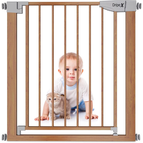 Dripex Safety Stair Gate 75-82cm Wood Pattern Color