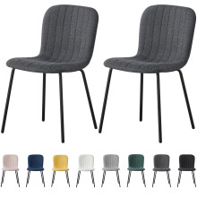 (SET OF 2, DARK GREY) 2/4/6Pcs Fabric Dining Chair with Metal Legs Bella