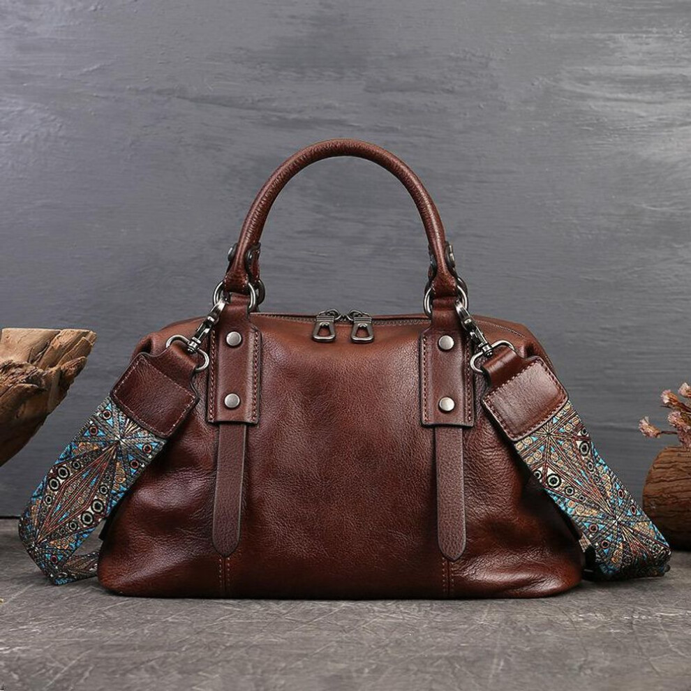(coffee) Johnature Large Capacity Genuine Leather Casual Tote Vintage Women Bag Soft Real Cowhide Business Handbag Shoulder Bags