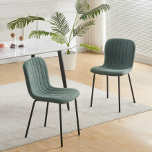 (SET OF 2, GREEN) 2/4/6Pcs Fabric Dining Chair with Metal Legs Bella