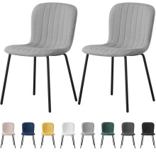 (SET OF 2, LIGHT GREY) 2/4/6Pcs Fabric Dining Chair with Metal Legs Bella
