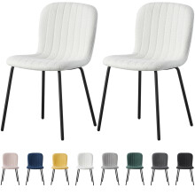 (SET OF 2, BEIGE ) 2/4/6Pcs Fabric Dining Chair with Metal Legs Bella