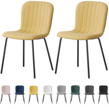 (SET OF 2, YELLOW) 2/4/6Pcs Fabric Dining Chair with Metal Legs Bella