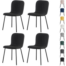 (SET OF 4, BLACK) 2/4/6Pcs Fabric Dining Chair with Metal Legs Bella