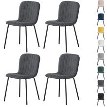 (SET OF 4, DARK GREY) 2/4/6Pcs Fabric Dining Chair with Metal Legs Bella