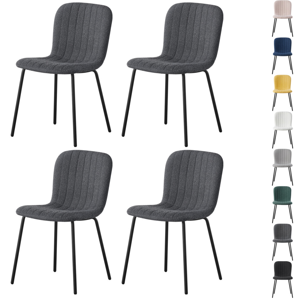 Mcc (Set Of 4, Dark Grey) 2/4/6Pcs Fabric Dining Chair With Metal Legs Bella