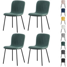 (SET OF 4, GREEN) 2/4/6Pcs Fabric Dining Chair with Metal Legs Bella