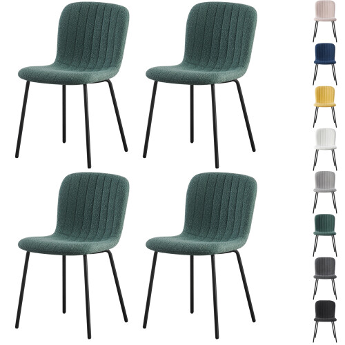 (SET OF 4, GREEN) 2/4/6Pcs Fabric Dining Chair with Metal Legs Bella