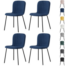 (SET OF 4, BLUE) 2/4/6Pcs Fabric Dining Chair with Metal Legs Bella