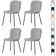 (SET OF 4, LIGHT GREY) 2/4/6Pcs Fabric Dining Chair with Metal Legs Bella