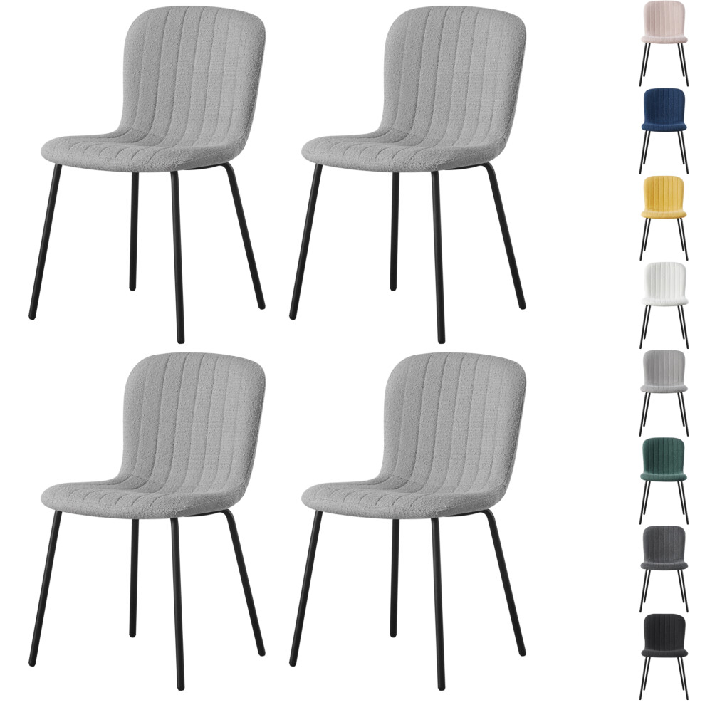 Mcc (Set Of 4, Light Grey) 2/4/6Pcs Fabric Dining Chair With Metal Legs Bella