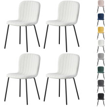 (SET OF 4, BEIGE ) 2/4/6Pcs Fabric Dining Chair with Metal Legs Bella