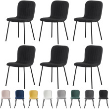 (SET OF 6, BLACK) 2/4/6Pcs Fabric Dining Chair with Metal Legs Bella