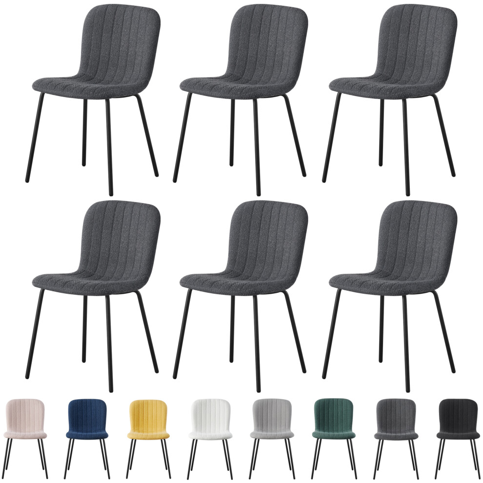 Mcc (Set Of 6, Dark Grey) 2/4/6Pcs Fabric Dining Chair With Metal Legs Bella