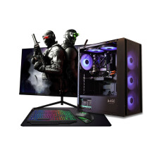 Fast Gaming PC Bundle Intel i5 16GB RAM 1TB HDD& 128GB SSD GT730 2GB 22" Monitor Black 6 Fan