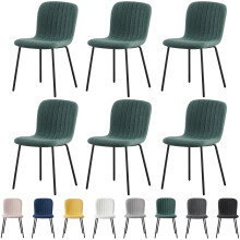 (SET OF 6, GREEN) 2/4/6Pcs Fabric Dining Chair with Metal Legs Bella